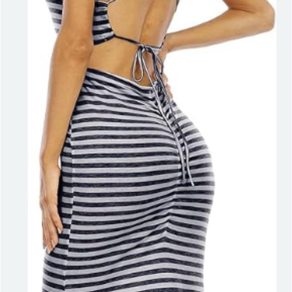 Striped Maxi Dress Bundle with Jacket